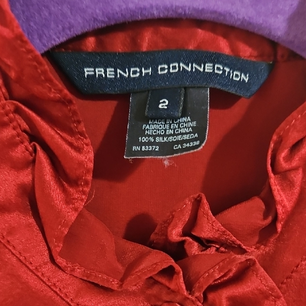 French Connection Deep Red Ruffled Blouse - Picture 5 of 5